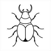 Minimalist Dung Stag Beetle Line Art vector