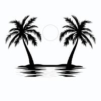 Black palm trees set isolated on white background. Palm silhouettes. Design of palm trees for posters, banners and promotional items. vector