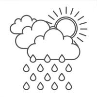 Heavy rain sign. Weather icon. Partly cloudy sign. Gloomy clouds on white background. vector