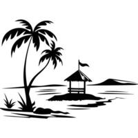Black palm trees set isolated on white background. Palm silhouettes. Design of palm trees for a place. vector