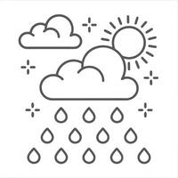 Weather Icon, Minimalist Sun, Cloud, and Rain Symbol. Weather icon design Sun Partly Cloudy. vector