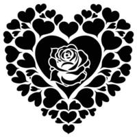 Vintage roses in shape of a heart black and white. vector