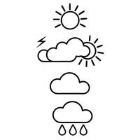 Weather icon design Sun Partly Cloudy with some shade, some sunny clouds Rainy Rain cloud. vector
