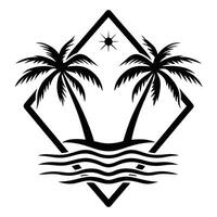 Black palm trees and sunset isolated on white background. Palm silhouettes. Design of palm trees for posters. vector