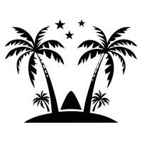 Black palm trees set isolated on white background. Palm silhouettes. Design of palm trees for posters, banners. vector