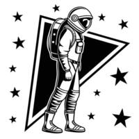 Minimalistic Astronaut Glyph A Captivating Graphic Artwork for Your Creative Project. vector