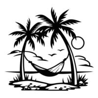 Palm tree on the tropical island with Summer time design. vector