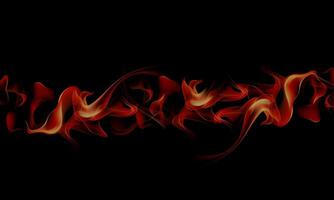 Flaming hot fire. glowing flare flaming explosions on black background. smooth motion smoke. vector