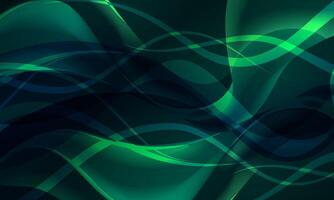 Abstract glowing wave lines on dark green background. Dynamic wave pattern. smooth wallpaper. vector