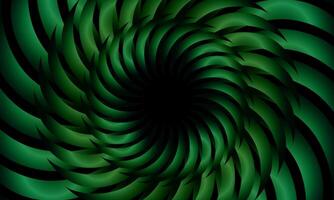 Twist spiral curly wavy curved spinning pattern. abstract spiral circular pattern dark green background. shiny green. vector