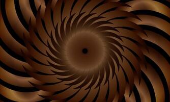 Twist spiral curly wavy curved spinning pattern. abstract spiral circular pattern dark brown background. vector