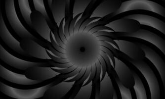 Twist spiral curly wavy curved spinning pattern. abstract spiral circular pattern shiny black background. retro style. vector