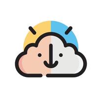 A cartoon cloud with a smiley face vector