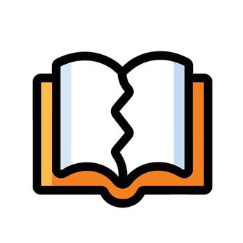 An open book with a broken piece of paper vector