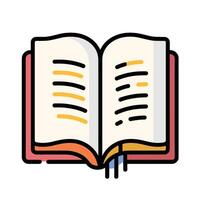 An open book with a page open vector