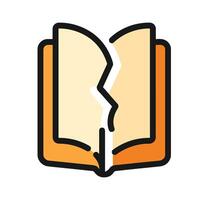 An open book with a broken piece of paper vector