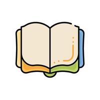 An open book icon with a line drawing vector