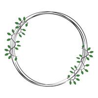 Round frame with green branches vector
