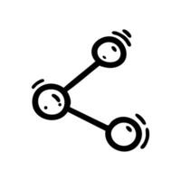 Black and white hand drawn doodle of a share icon. Perfect for social media, networking, connection, communication, digital marketing, content sharing, collaboration, and UI UX design. vector
