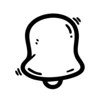 Black and white hand drawn doodle notification bell icon. Ideal for alerts, reminders, notifications, ringtones, messages, social media, UI, UX, apps, and communication graphics. vector