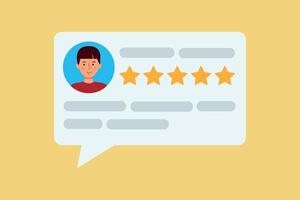 Five-star work efficiency. This employee received 5 stars for the work done. Customer experience, reviews and evaluation.Presentation of the customer satisfaction concept, product comments. vector