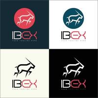 Ibex mountain goat line shape logo set template design vector