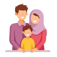 Muslim family with child, isolated on white background vector