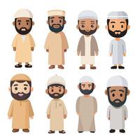 Muslim men in different ethnic clothes vector