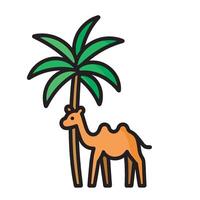 A camel and palm tree icon vector