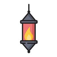A lamp with a flame inside it on a white background vector