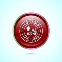 High fiber food icon design illustration. High fiber badge label design, Red color round button design vector