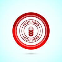 High fiber food icon design illustration. High fiber badge label design, Red color button design vector
