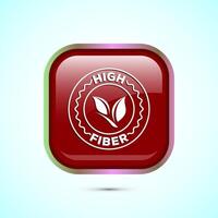 High fiber food icon design illustration. High fiber badge label design, Red color square button design vector