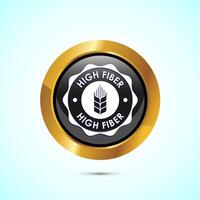 High fiber food icon design illustration. badge label design, Yellow color round button vector