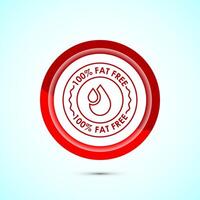 Fat free icon design illustration. Zero fat circle badge label for dietary product symbol, Red color button design vector