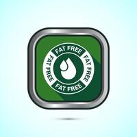 Fat free icon design. Zero fat circle badge label for dietary product symbol, Blue shadow button vector