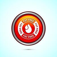 Fat free icon design illustration. Zero fat circle badge label for dietary product symbol, Orange color round button design vector