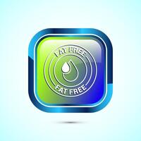 Fat free icon design. Zero fat circle badge label for dietary product symbol, Red color square button vector