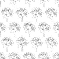 A branch with lilies on a short stem without foliage. Doodle style. vector