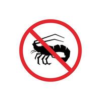 prohibited and dangerous signs. it is forbidden to bring seafood. it is forbidden to bring lobsters vector