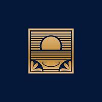 Luxury Logo Design of a Sunset with Rustic Elements vector