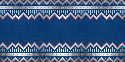 Knitwear texture. Template with empty place for text. Traditional seasonal wide background for holiday design. Christmas winter knitted wool seamless sweater pattern vector