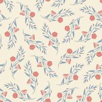 Seamless pattern with branches of convolvulus plant, its flowers and leaves. Template with bindweed wildflowers for fashion prints. Beige background vector