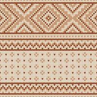 Scandinavian knitted seamless pattern. Norwegian native style sweater, ornament with snowflakes. Fair Isle design. Wool texture. Winter background vector