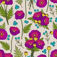Poppy seamless pattern. Floral wallpaper, abstract nature background. Summer print design template for textile, notebook cover, wallpaper, wrapping paper, etc. vector