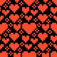 Retro 8 bit abstract love pixel heart seamless pattern. Perfect print for wrapping, packaging, textile, card. Romantic illustration. vector
