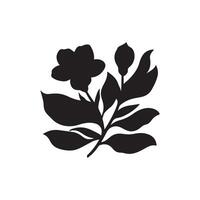 A modern set showcasing Jasmine flowers, buds, and leaves in black outline, isolated on a white background. Elegant floral elements suitable for spring designs and coloring books. vector
