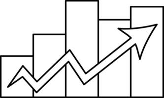 Growing Bar Chart with Upward Arrow Line Icon vector