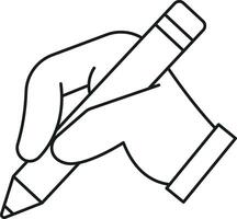 Hand Holding a Pencil Line Icon vector