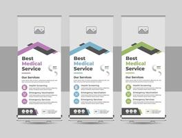 Modern minimal rollup banner, standee banner template, Pull up banner stand for medical, hospital layout vector